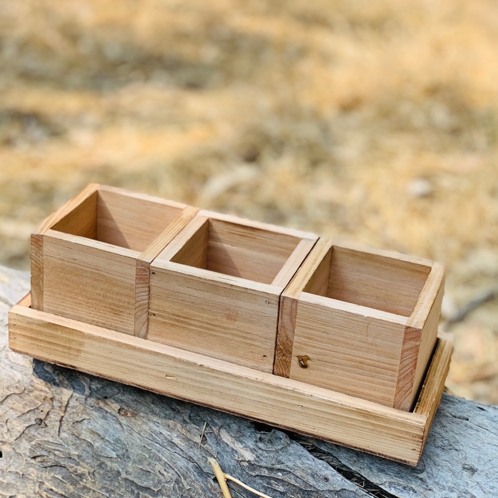 4 pc Wood Storage Decor